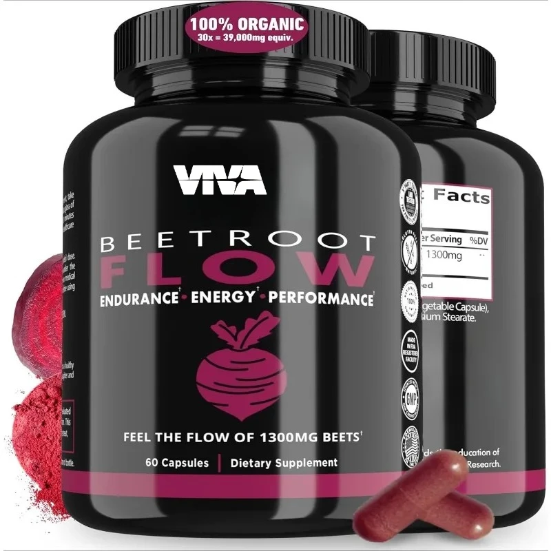 

Organic Beetroot Capsules 1300mg - Whole Health Energy Supplement