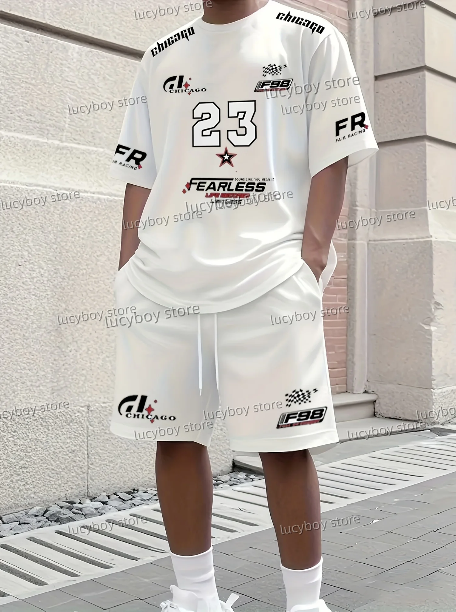 Summer Men's Tracksuit 2 Pieces set T-shirt+Shorts Set Sport Outfit Jogging Suit Outdoor BASEBALL NO.99 Print men Clothes