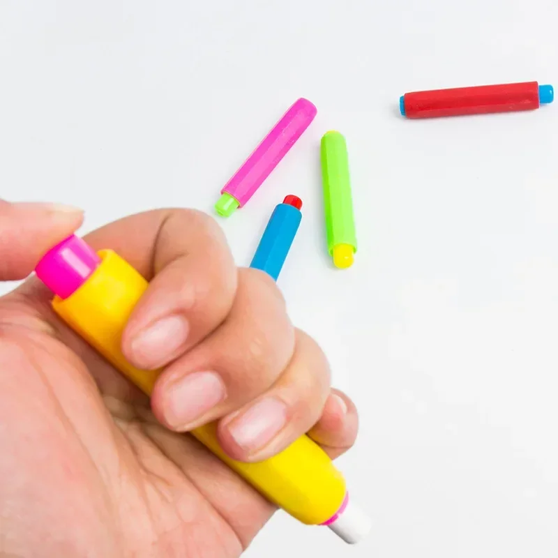 5pcs Colourful Chalk Holder Storage Hard Case Non-toxic Chalk Clips Protective Health Teacher Blackboard Drawing School Office