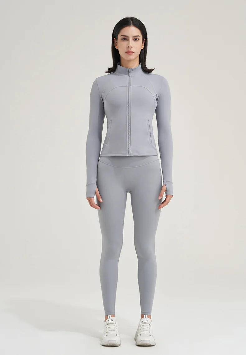 TRY TO BN Yoga Long Sleeve Coat Zipper Loose Sports Tops Breathable Sunscreen T Shirt Workout Women Running Gym Clothing Fitness