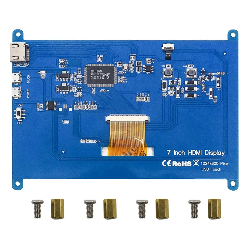 Tela lcd de 7 polegadas, compatível com hdmi, resolução 1024x600, sistemas de suporte de tela de toque capacitiva para raspberry pi tn