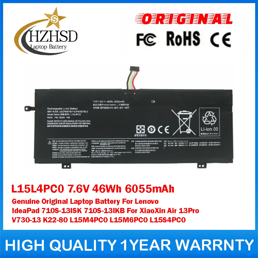 

L15L4PC0 7.6V 46Wh 6055mAh Genuine Original Laptop Battery For Lenovo IdeaPad 710S-13ISK/-13IKB XiaoXin Air 13Pro V730-13 K22-80