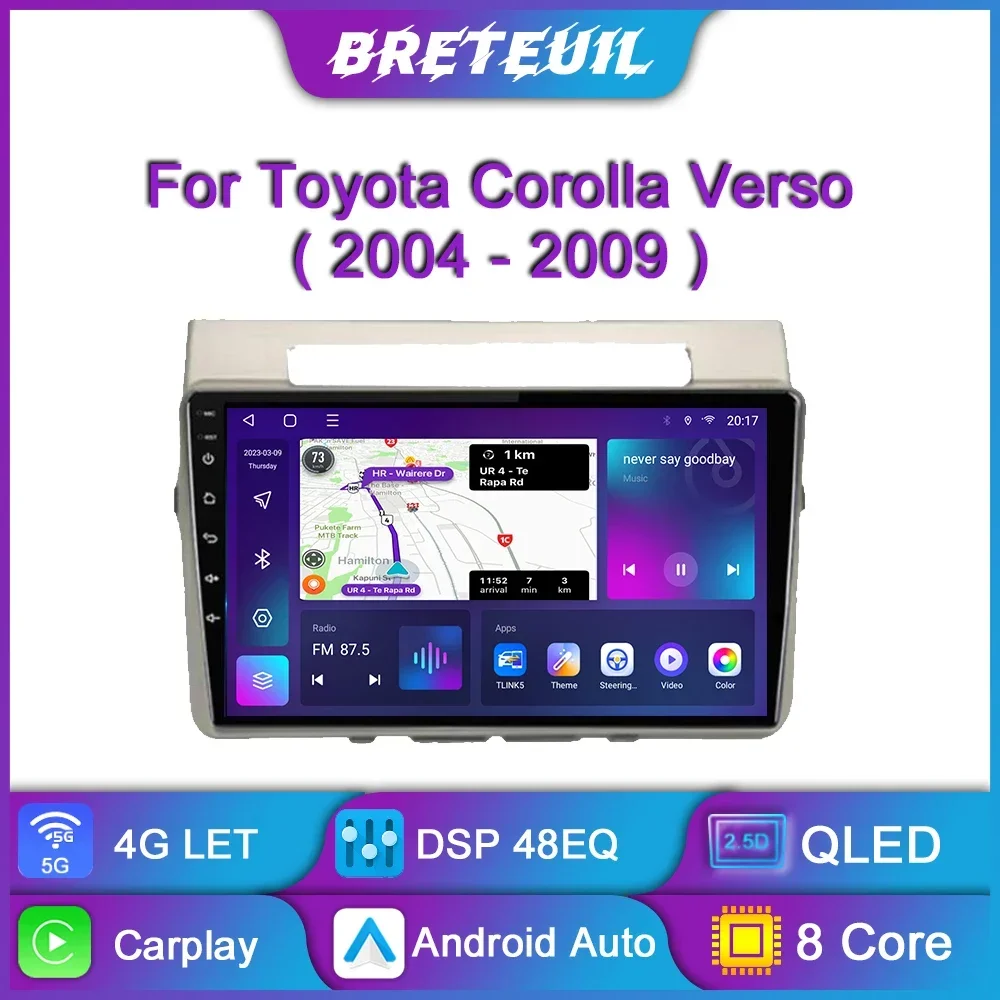 

Для Toyota Corolla Verso AR10 2004 2005 2006 2007 2008 2009 Android Car Radio Multimedia Video Player Navigation GPS Carplay Touch Screen Auto Stereo Intelligent System