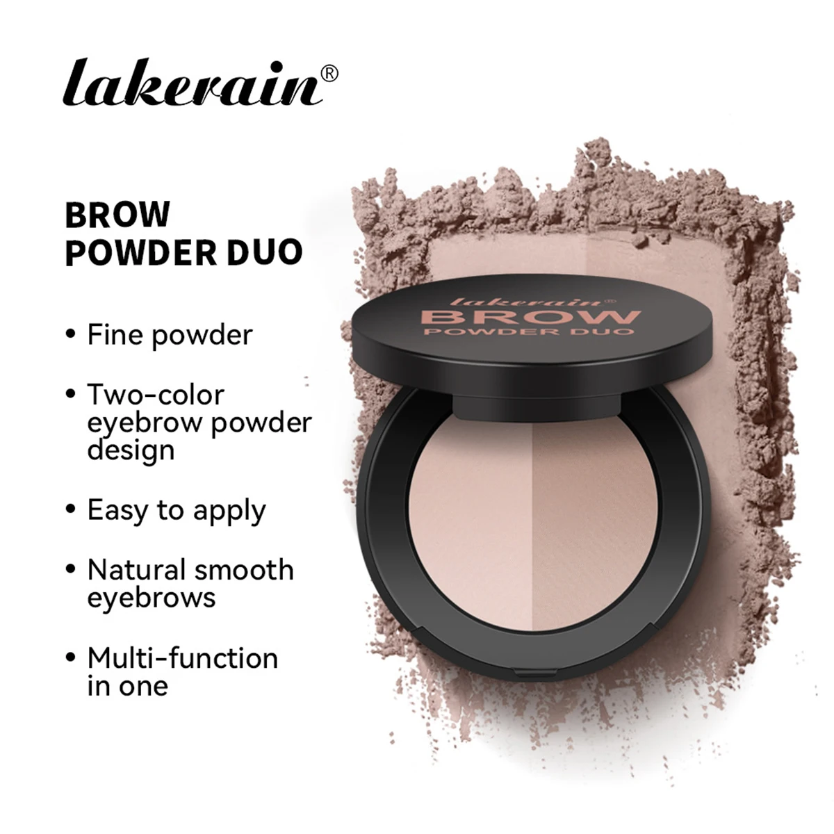 Poudre à sourcils bicolore, poudre d'ombre de nez tridimensionnelle naturelle, non tache naturelle et longue durée