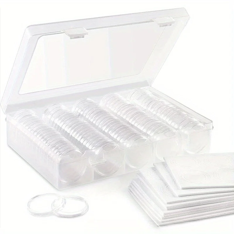 100 millimeter coin collection round box with one storage box, coin collection crystal round box anniversary coin protection box