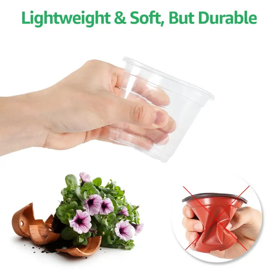 30 4-inch clear plastic planters with humidity domes and drainage holes for indoor succulents, seed starting, seedlings