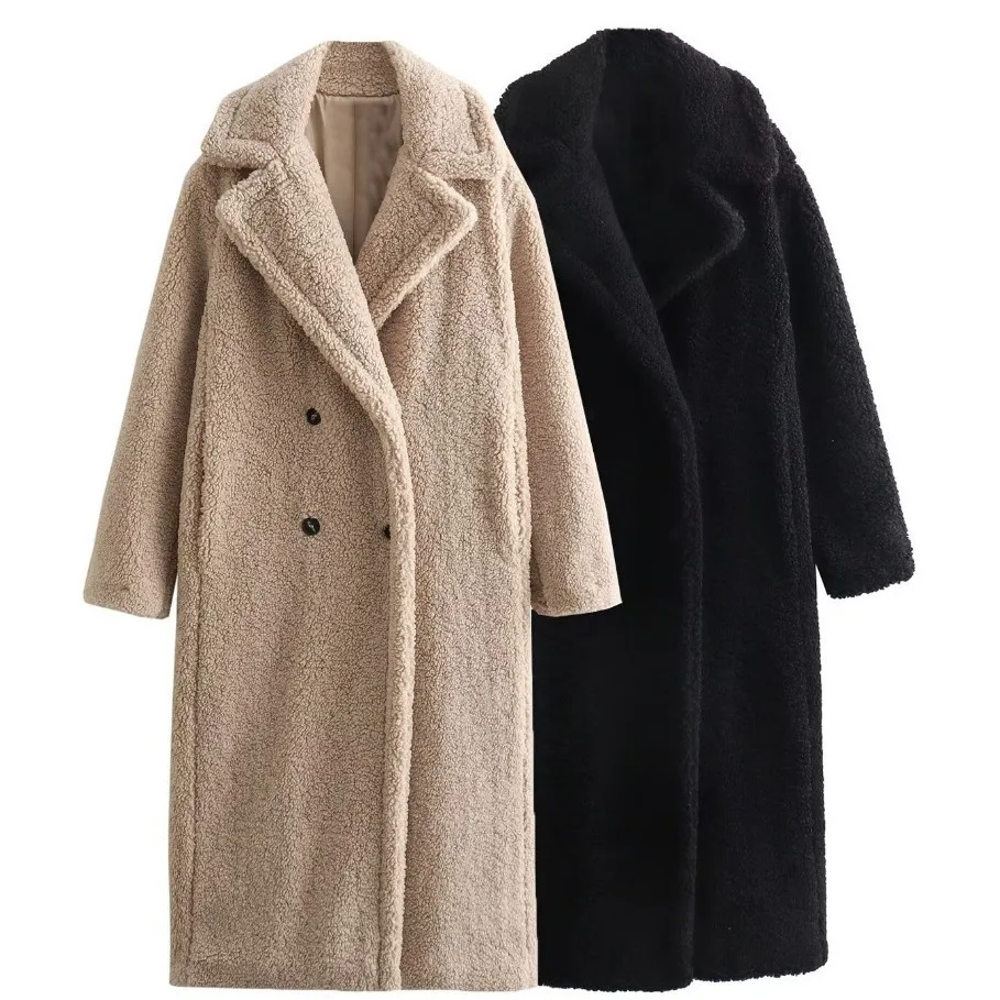 

Coats Women Long Coat Turn Down Collar Full Sleeve Thick Warm Y2k Streetwear Elegant Jackets Open Stith Autumn Winter 2025