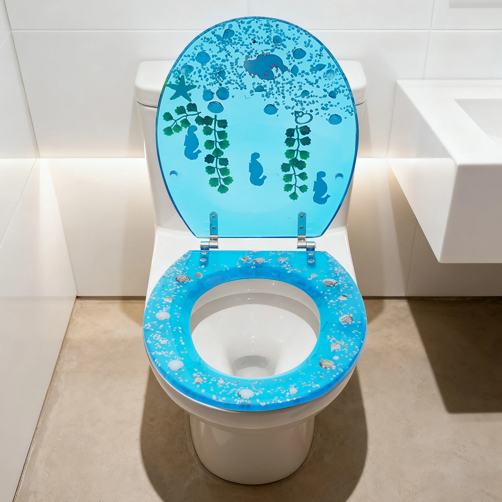 

Blue Resin Toilet Seat Resin Toilet Cover Slow Down Toilet Cover Mute Thickened U/V/O-shaped Universal