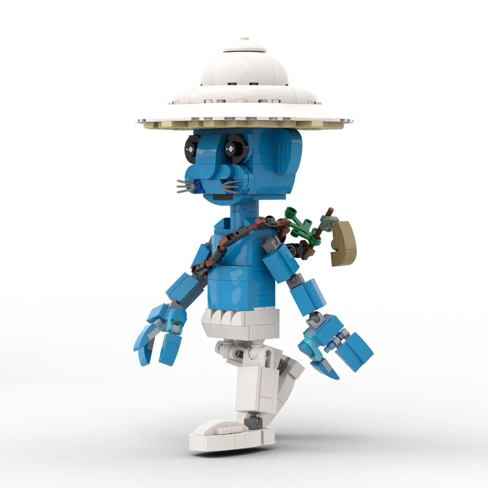 

Blue Elf Cat MOC Building Blocks Fantasy Cartoon Character Model Cute Blue Feline Figure Bricks DIY Assemble Collectible Toy