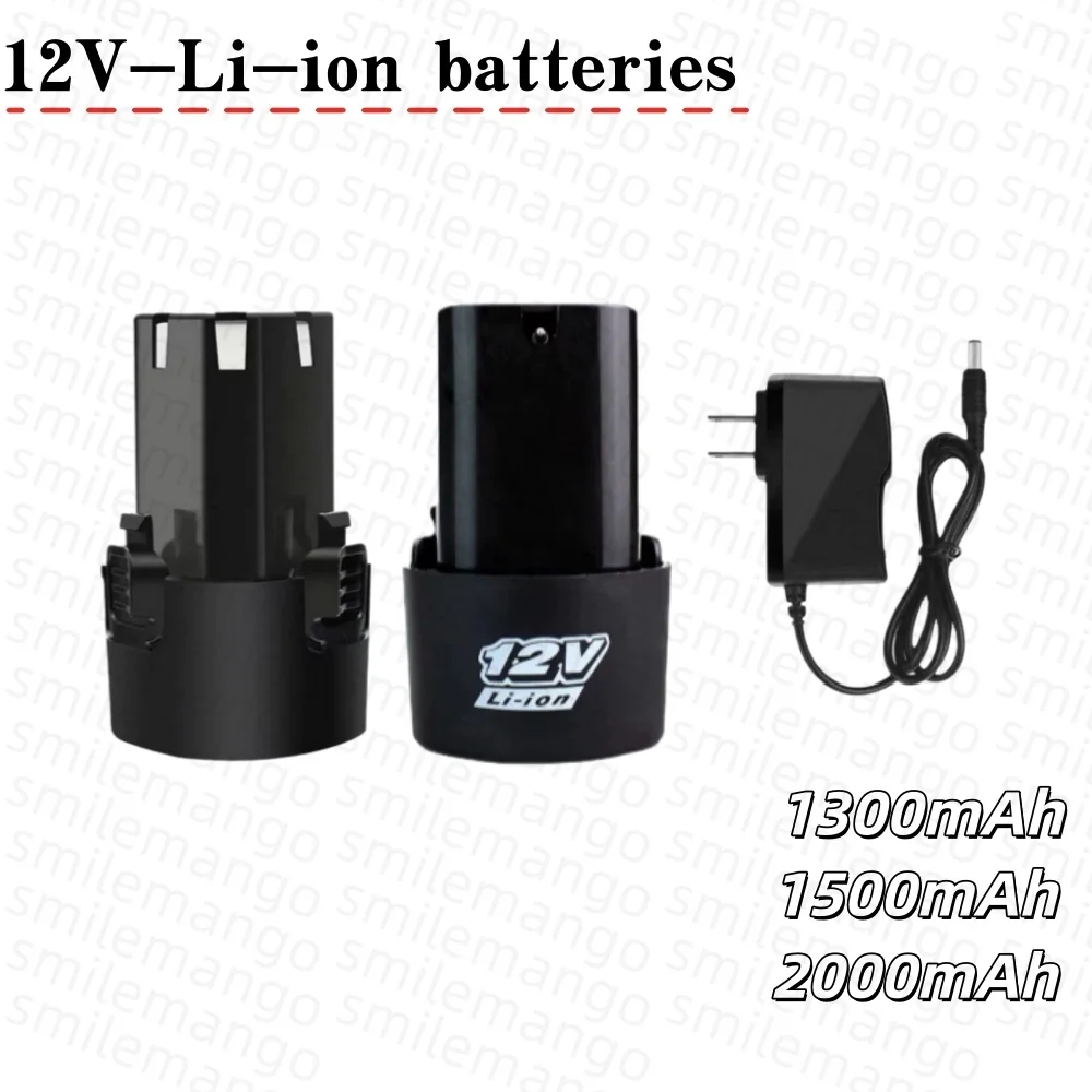 12V Rechargeable Lithium Ion Battery plus Charger for Electric Screwdrivers, Drills, Mini Angle Grinder 18650 Batteries