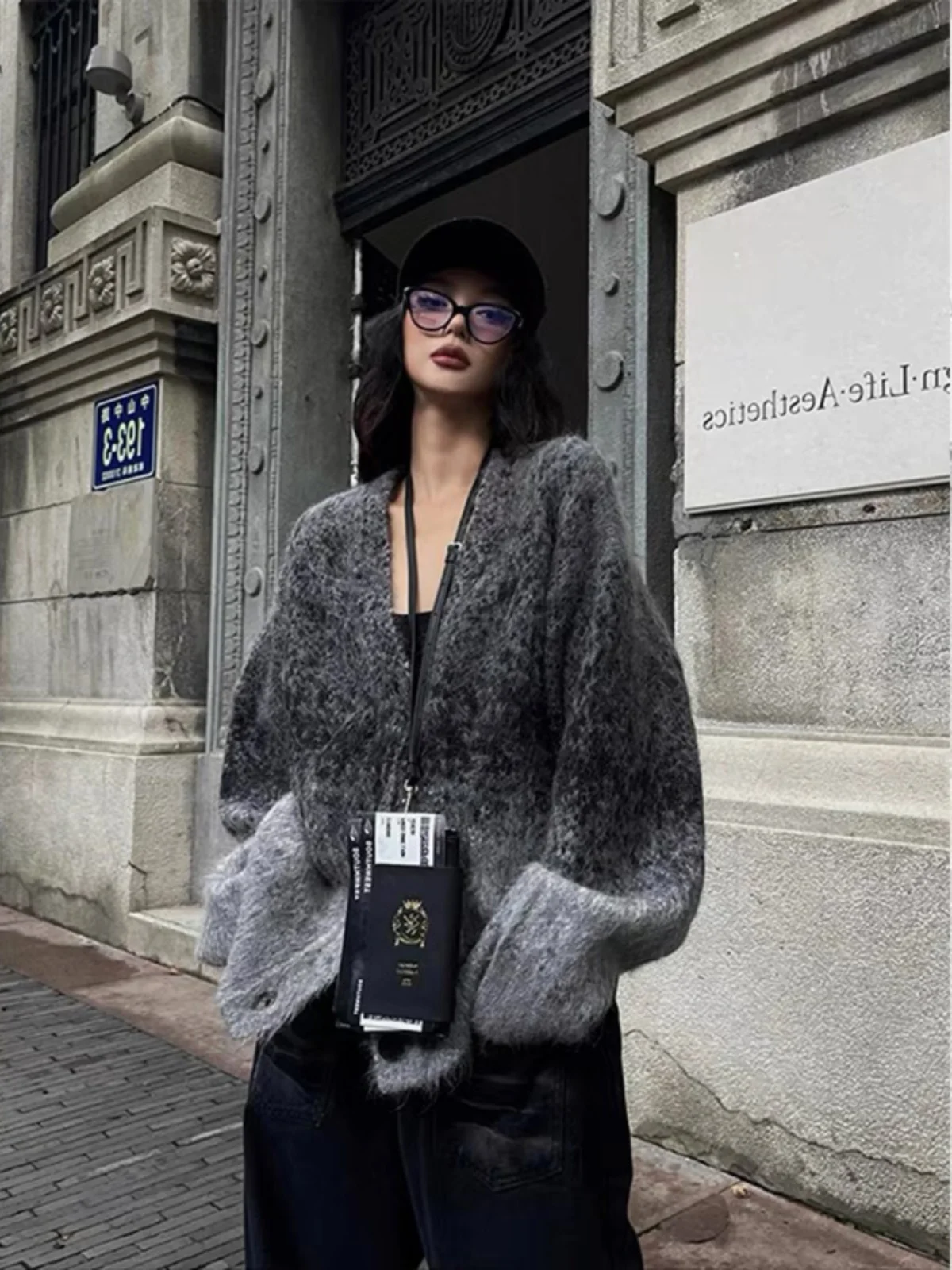 البلوزات لاعبا بالأزرار النسائية للمرأة الكورية نمط المخلوطة غزل الدانتيل الحدود العادية القوطية الشرير ثقافة فرعية بديلة Ins #1