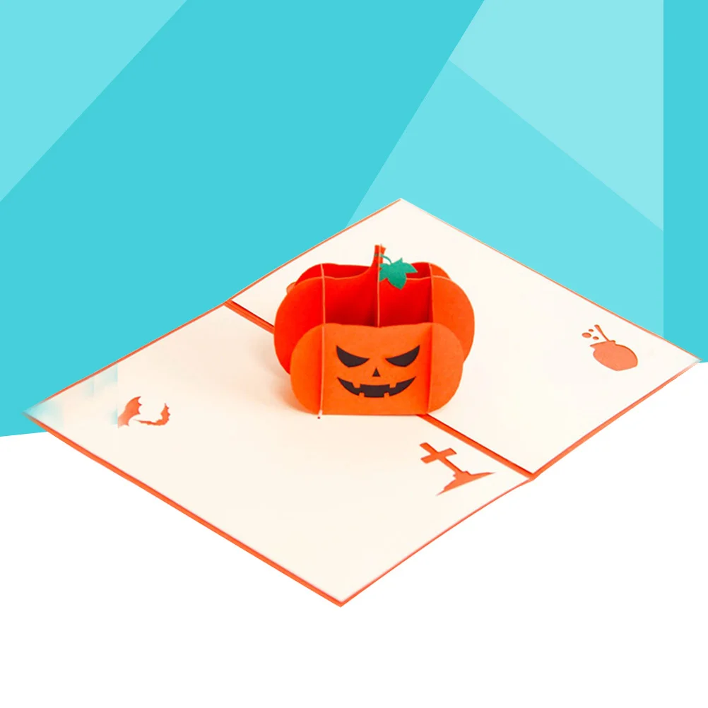 

Halloween Pumpkin 3D Greeting Card Handmade Orange 15x10cm Up Gift Birthday Wedding Festival Up Cards Greeting Cards