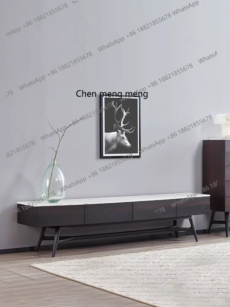 

Living room marble TV cabinet coffee table combination minimalist, floor cabinet modern drawer side cabinet