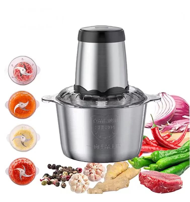 Household 304 Electric Meat Grinder Multi-functional High-power Four-blade Meat Filling Mixer Electric Food Processor