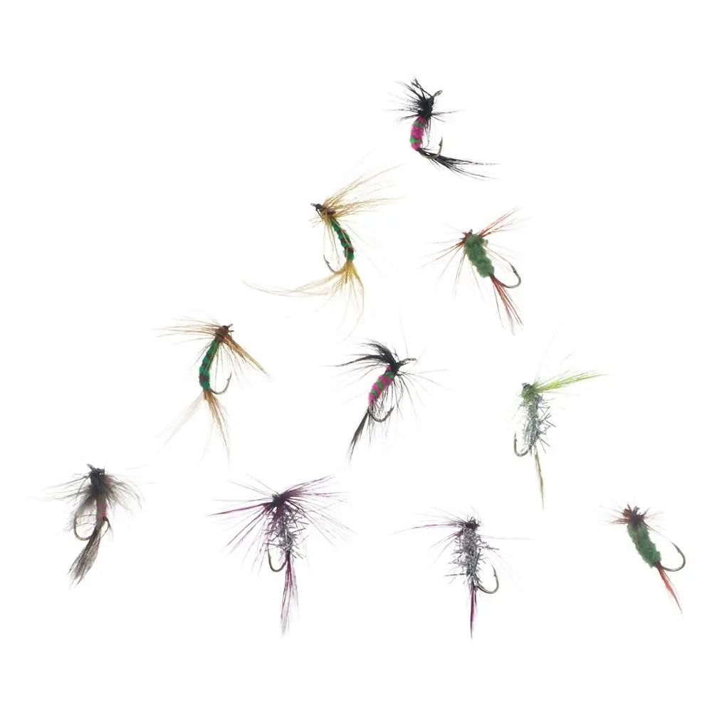 

Soft 12Pcs/Set Feather High Carbon Steel Perfect Decoy Fly Fishing Lure Single Treble Hooks Fish Tackle Crank Hook