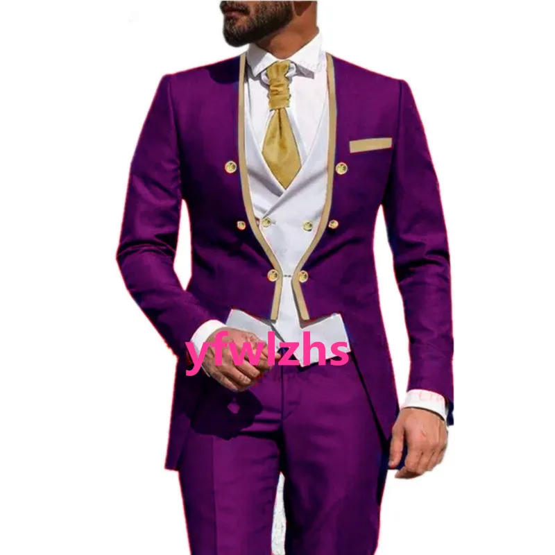 Traje de un botón para hombre, esmoquin para novio, chaqueta, pantalones, chaleco y corbata, ideal para boda/graduación, C332