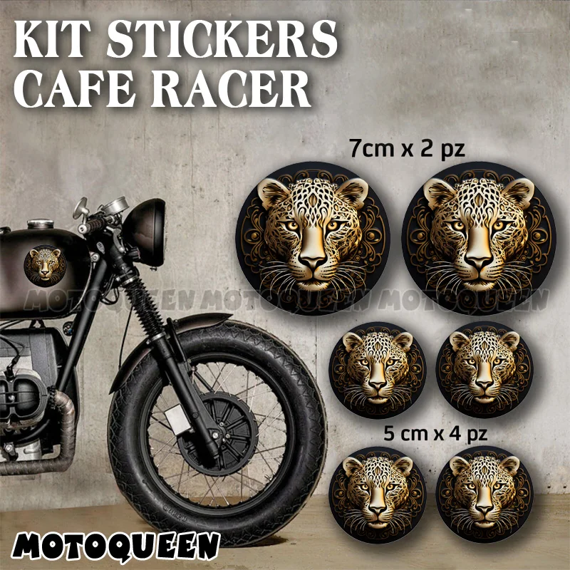 Motorcycle Tank Pad Windshield Helmet Prairie Leopards Decals Kit Stickers for Retro Car Honda Kawasaki Suzuki Rider Biker BMW