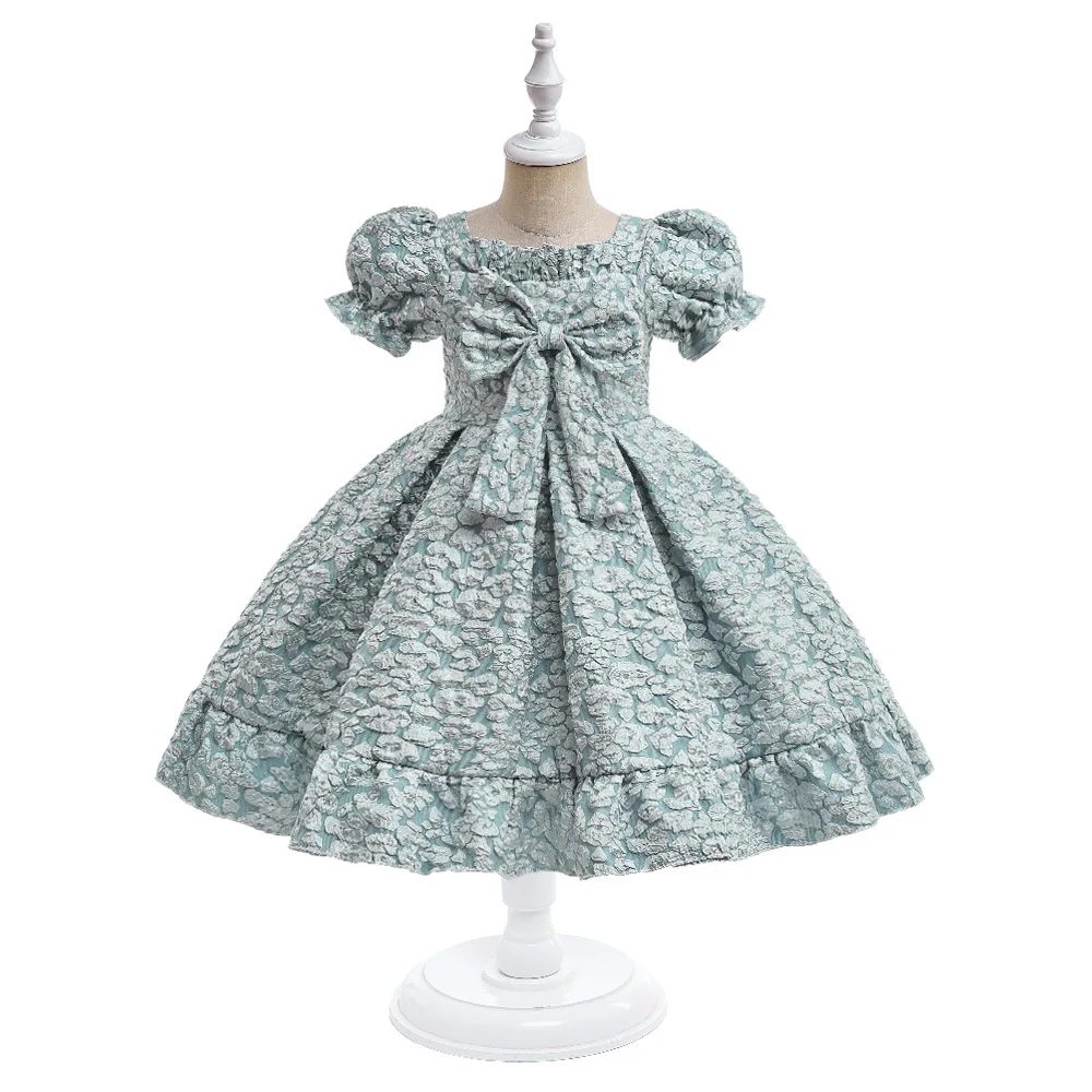 4-7 Years Ruffler Collar Girl Dresses Flower Kids Princess Dress Thick Autumn Children Christams Party Gown Fashion Baby Clothes