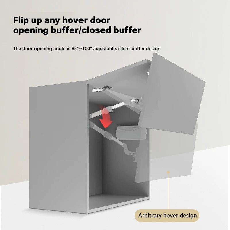 Ultra Heavy Duty Kitchen Cabinet Flip Up Door Hydraulic Gas Strut Support With Adjustable Soft Close Double Fold Free Stop