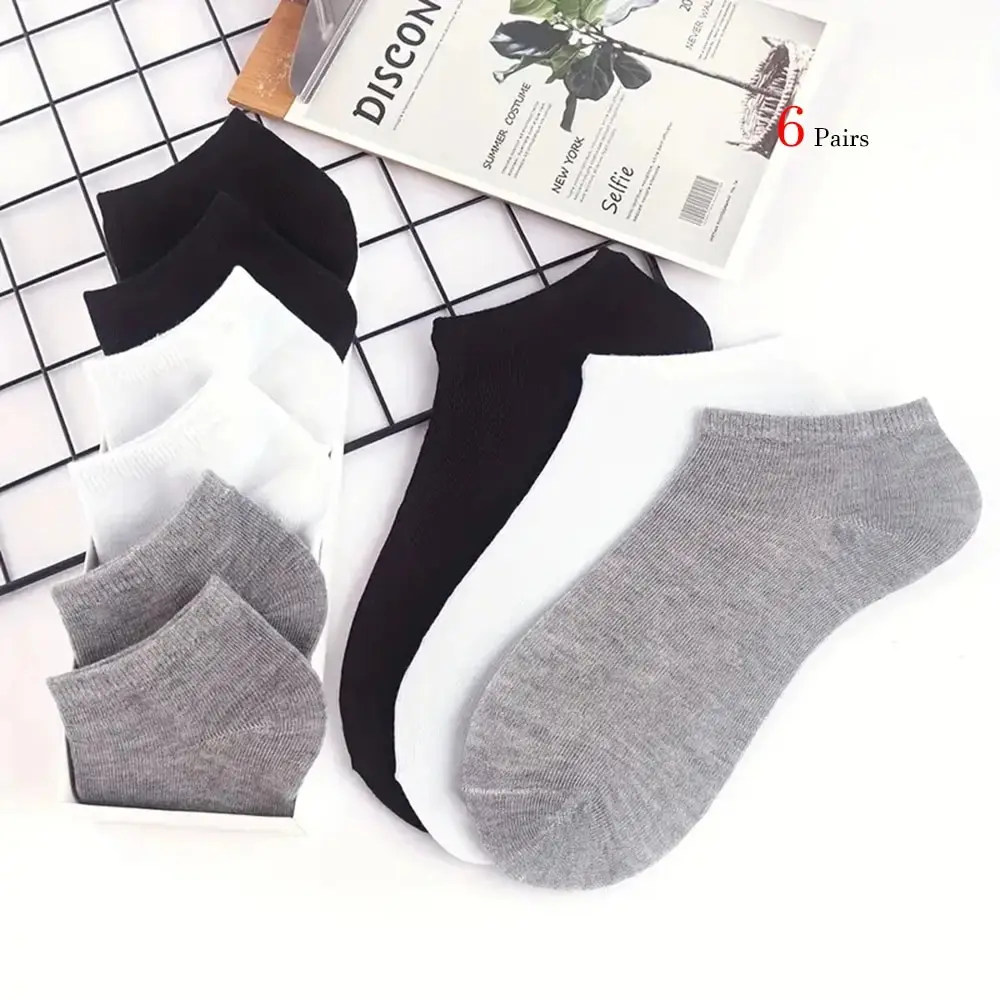 6 Pairs/Lot Men Sport Socks Solid Black Gray White Breathable Sports Socks Female Short Socks Low Tube Women Men Summer