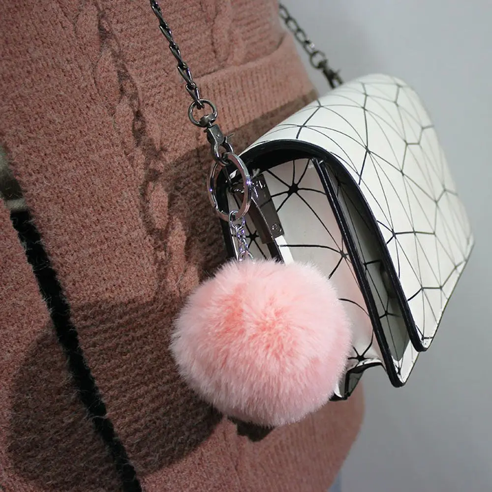 Simple Trendy DIY Pompom Fluffy Fur Jewelry Fashion Accessories Keychains Key Ring Key Chain