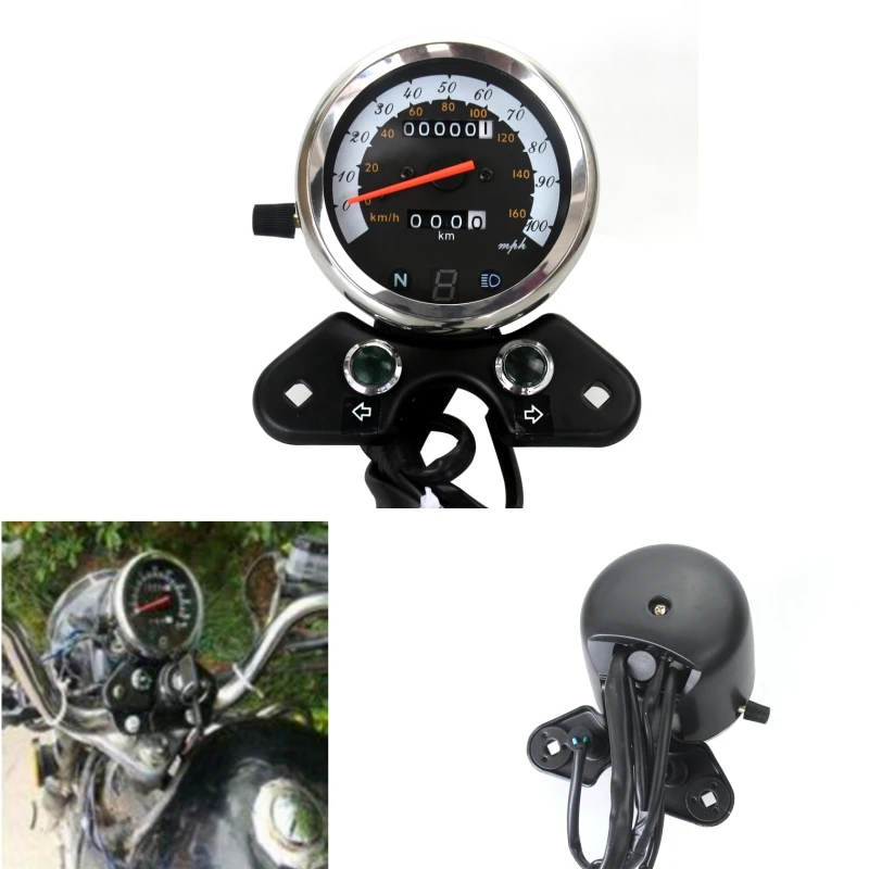 Motorcycle  12V LED LCD Digital Odometer Speedo Meter km/h mph Speedometer Tachometer For Honda CB125 Cafe Racer Suzuki GN125 EN