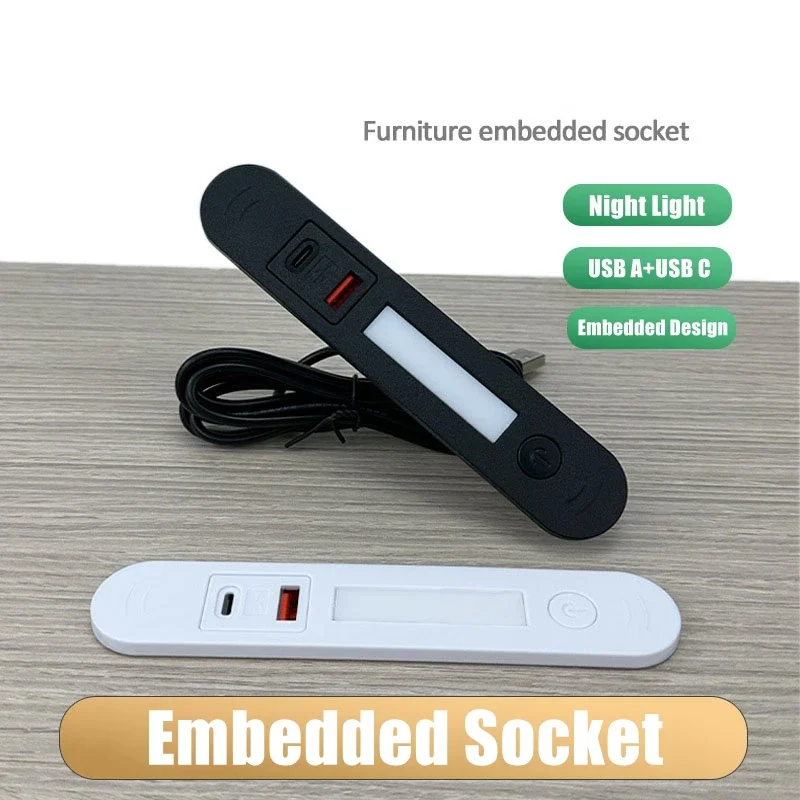 Multifunctional Embedded Socket Plug Touch Switch Led Light USB Charging Desk  Fast Wireless Type-c Universal