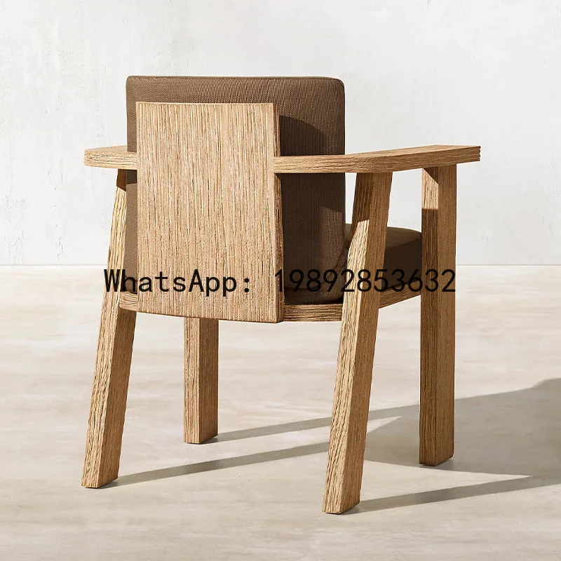 YFY Outdoor Table and Chairs Courtyard Villa Outdoor Solid Wood Vintage Garden Furniture Sunproof Teak Table and Chairs