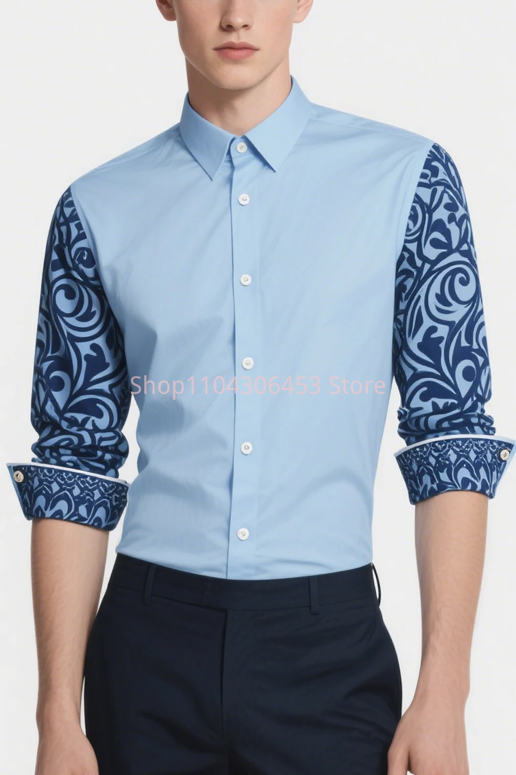 

Men's Light-colored Graphic 3D Printing Dark Pattern Shirt Hawaiian Casual Long-sleeved Lapel Shirt Business Party Simple Formal