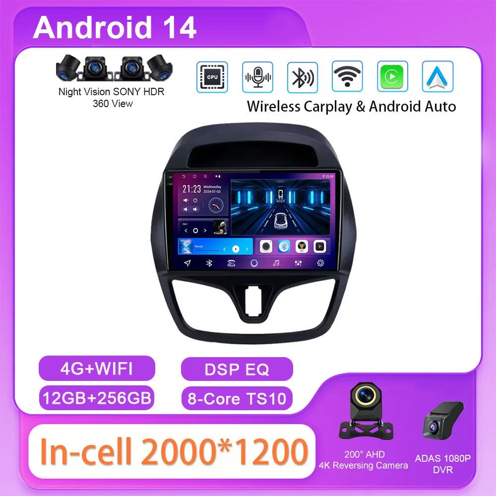

Автомобильный Android-радио стерео головное устройство Carplay для Chevrolet Spark Beat 2015-2017 авто мультимедийный плеер GPS-навигация 2DIN DVD