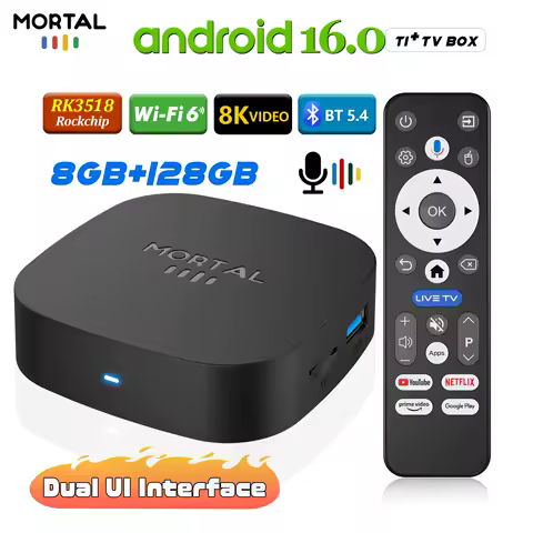 T1+ Android Tv Box 2025 8GB RAM 128GB Rockchip RK3518 Google Netflix 8K USB3.0 2.4G/5G WiFi Streaming Midea Player Set Top Box