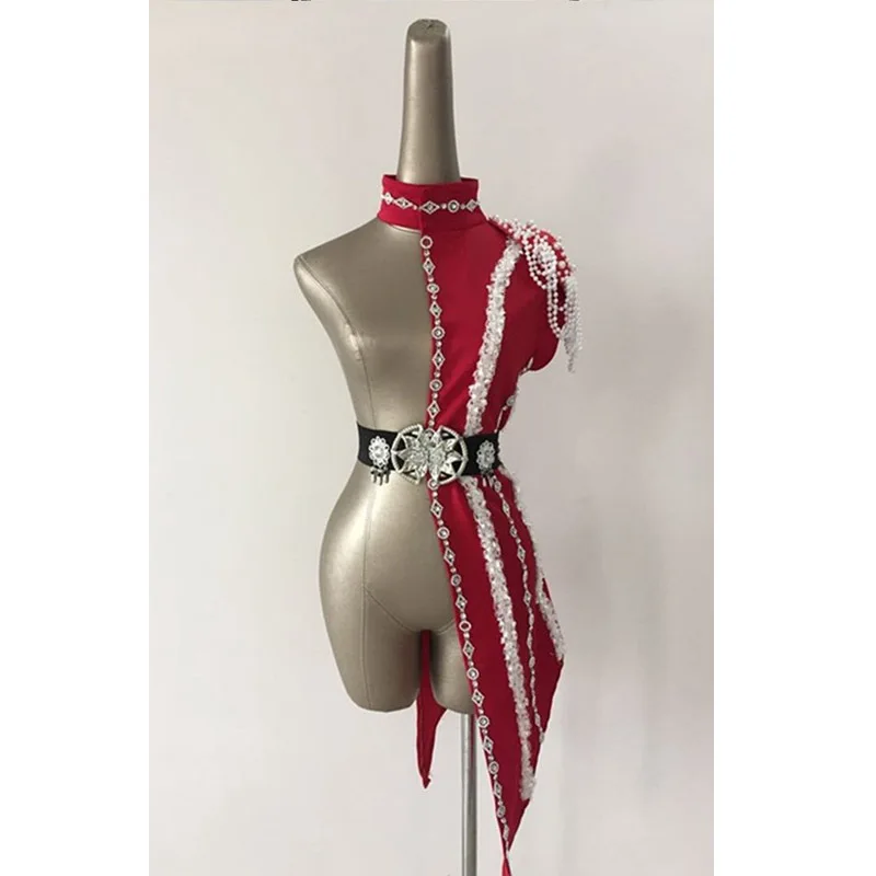 Patchwork Space ไนท์คลับบาร์เครื่องแต่งกาย Ds นักร้องหญิงเซ็กซี่ Dj Stage ชุดเพิร์ลฝ่ายเดียวเสื้อคลุมเต้นรําชุดบอดี้สูทสําหรับสตรี