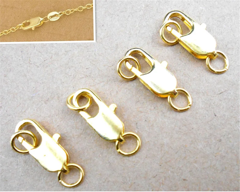 

24Hours HOT 100Pcs 18KG Yellow Gold Filled Lobster Clasp GF Connecter Lin Jewelry Necklace Bracelet 18KGF Stamped Tag