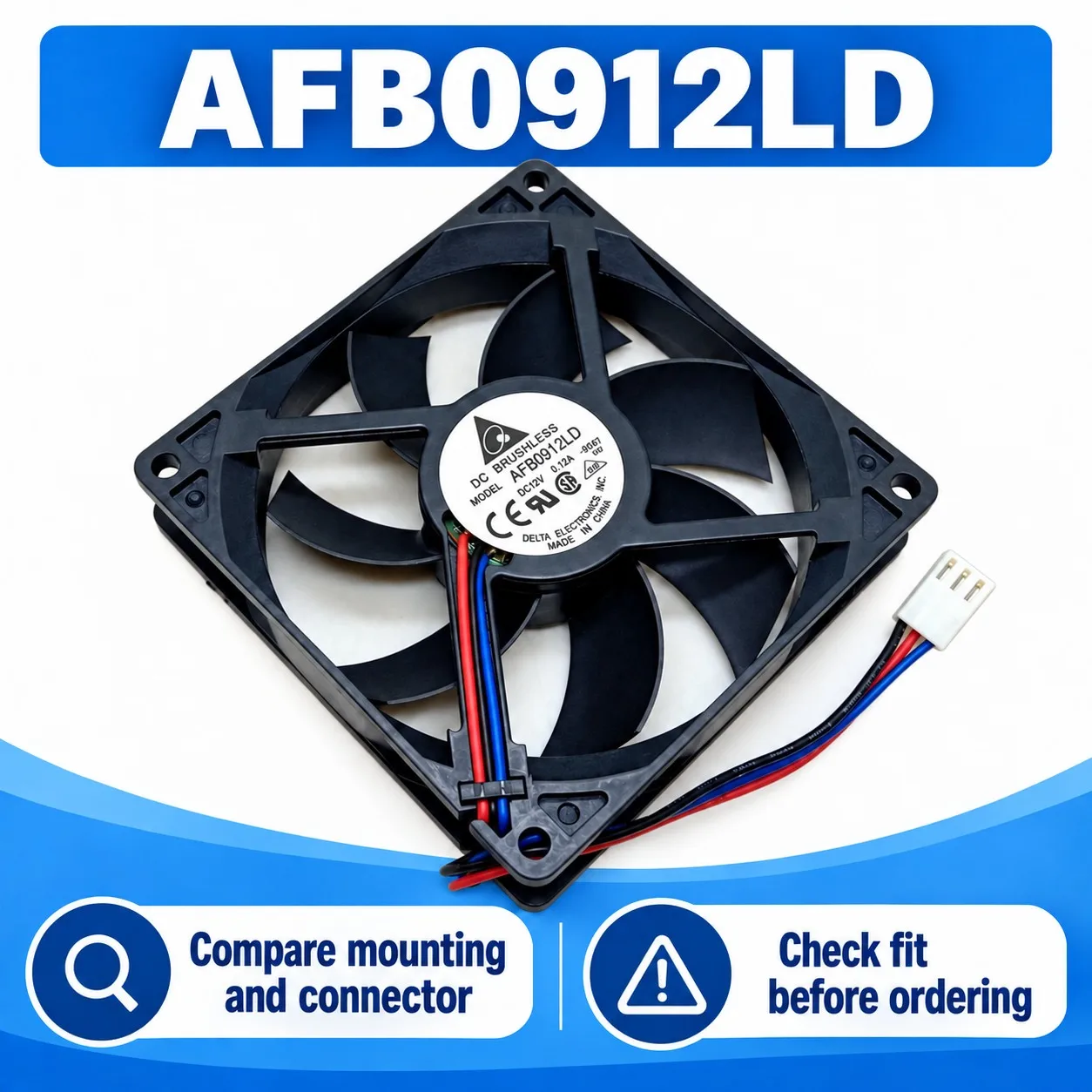 AFB0912LD PC Case CPU Cooler 92x92x20mm 9220 12V 0.12A 2100RPM PWM Tachometer Dual Ball Bearing 3-Pin for DELTA