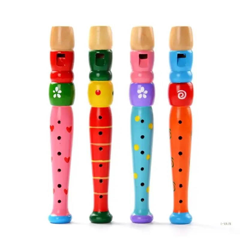 M5TC Small Wooden Recorders Wooden Flute Colorful Piccolo Flute Early Education Music Sound Learning Musical Instrument