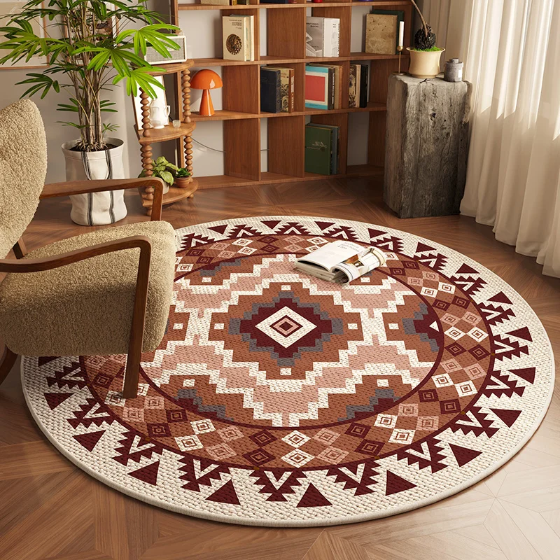 

Medieval style Bedroom Decor Carpet Thickened Round Bedside Rug American Retro Carpets for Living Room Home Large Area Plush Mat