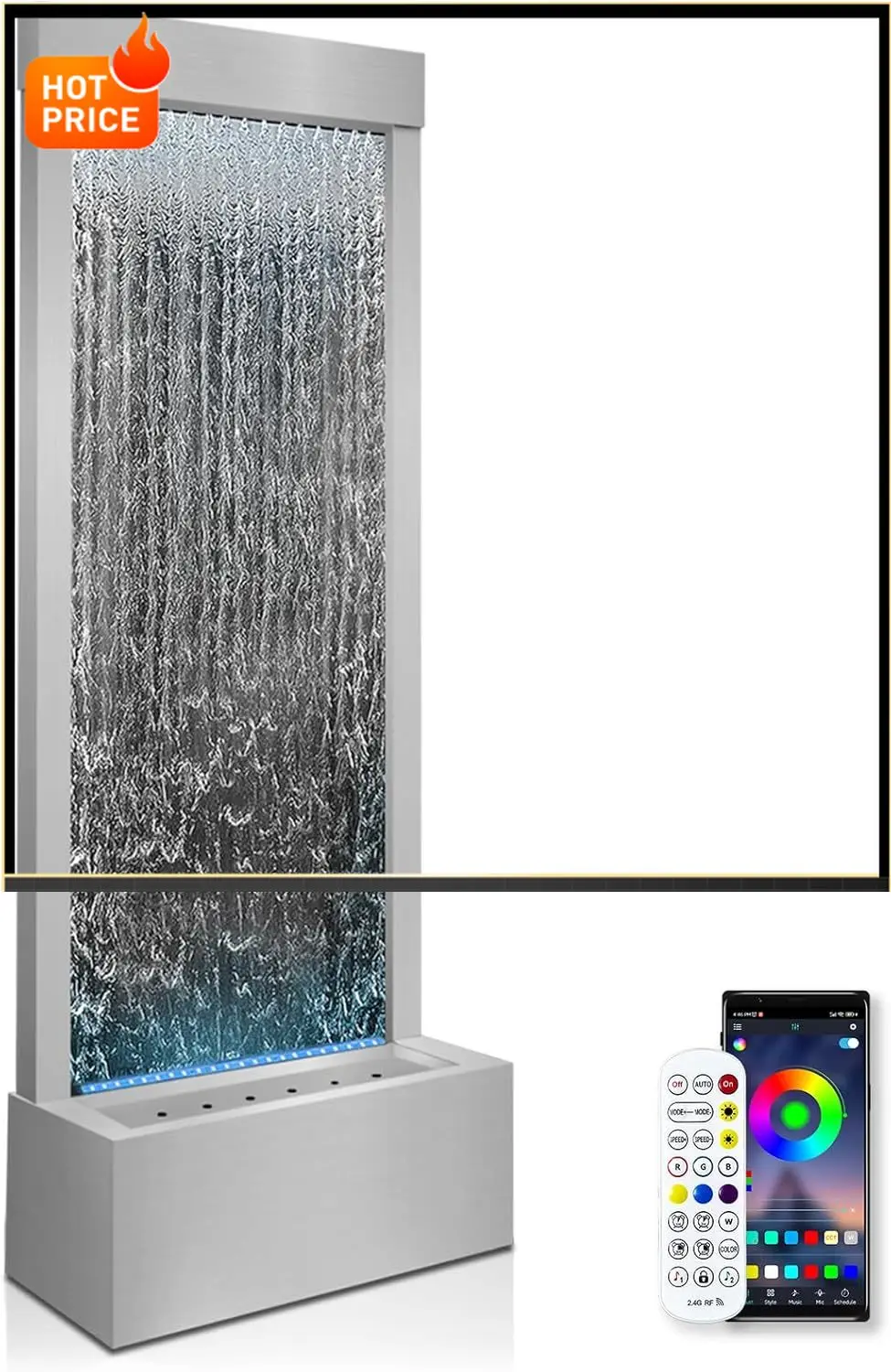 

Бестселлер: Декоративный фонтан-водопад для помещений, 48 дюймов, с 7-цветной подсветкой, встроенным светодиодным комплектом, большой, из нержавеющей стали