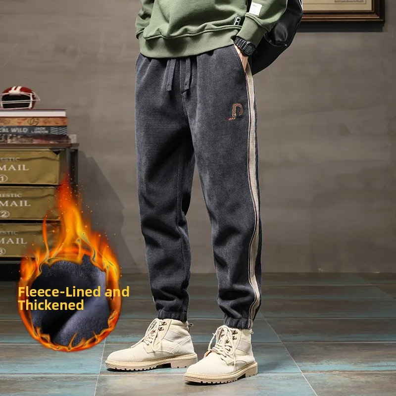 سروال قصير للرجال هارلان سروال فضفاض الخصر ملابس العمل بنطلون خريف شتاء دافئ ألياف البوليستر سراويل تقليدية مرنة صغيرة