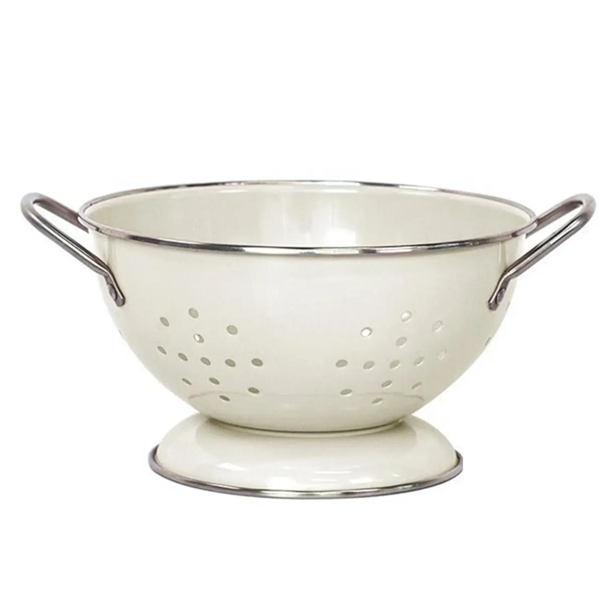 AT16 Powder Coated Steel Kitchen Strainer Basket for Draining Pasta, Vegetable and Fruit, Chrome Handles and Wide Stable Base