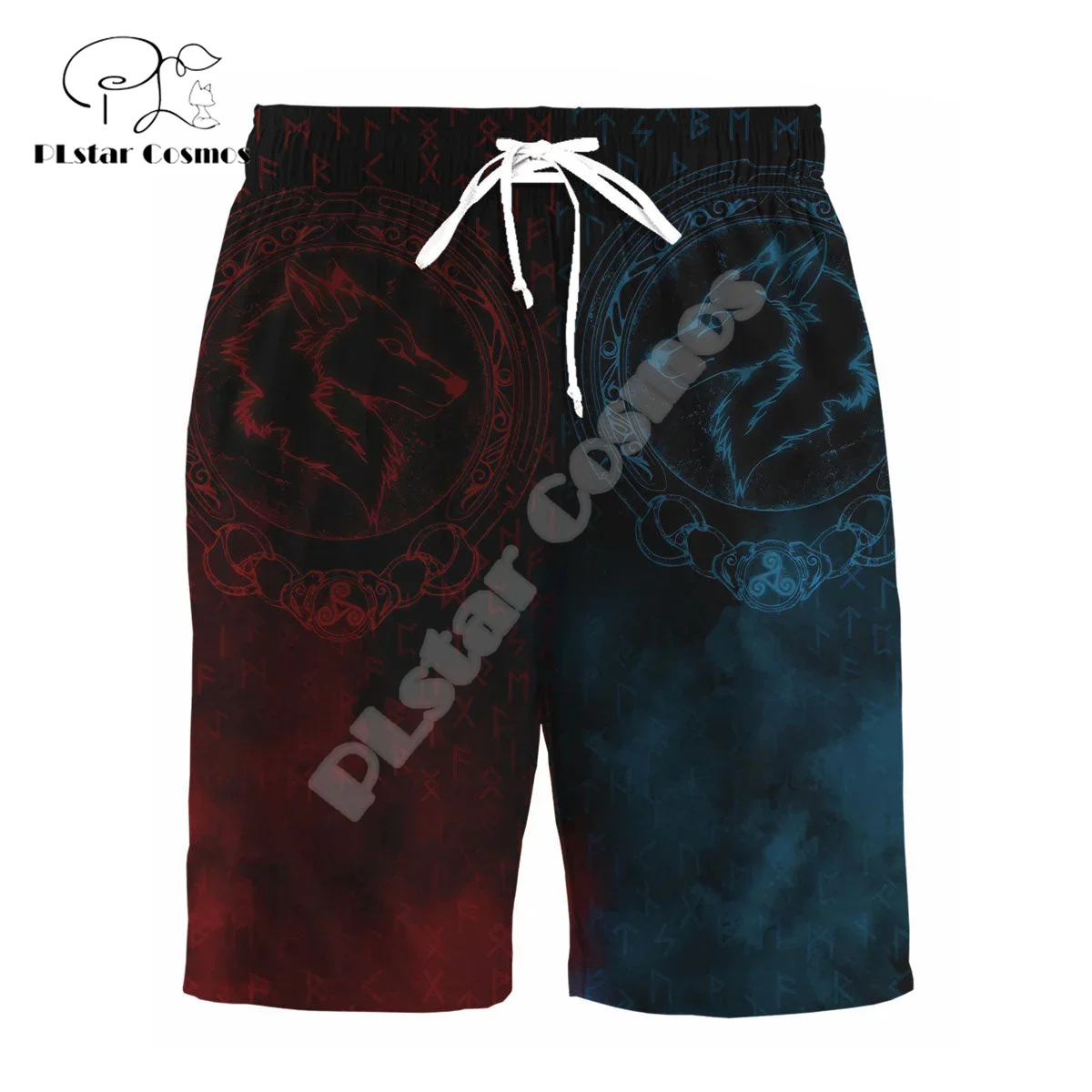 NewFashion Nordic Mythology Warrior Odin Fenrir Wolf Tattoo 3DPrint Summer Harajuku Streetwear Funny Casual Beach Shorts Pants E