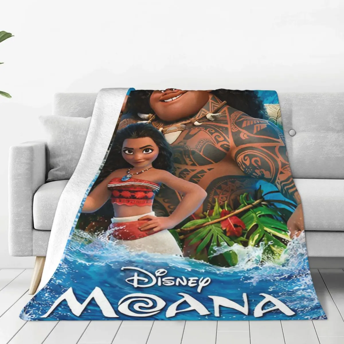 Anime Moana Maui Throw Baby Cartoon Blanket Quality Warm Throw Blanket Winter Travel Office Couch Bed Funny Bedspread