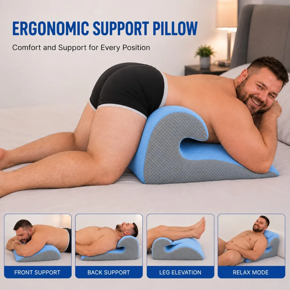 New Ergonomic Wedge Pillow for Couples, Plus Size Body Positioning Cushion, Back Hip Leg Support for Bed Sofa Relaxation