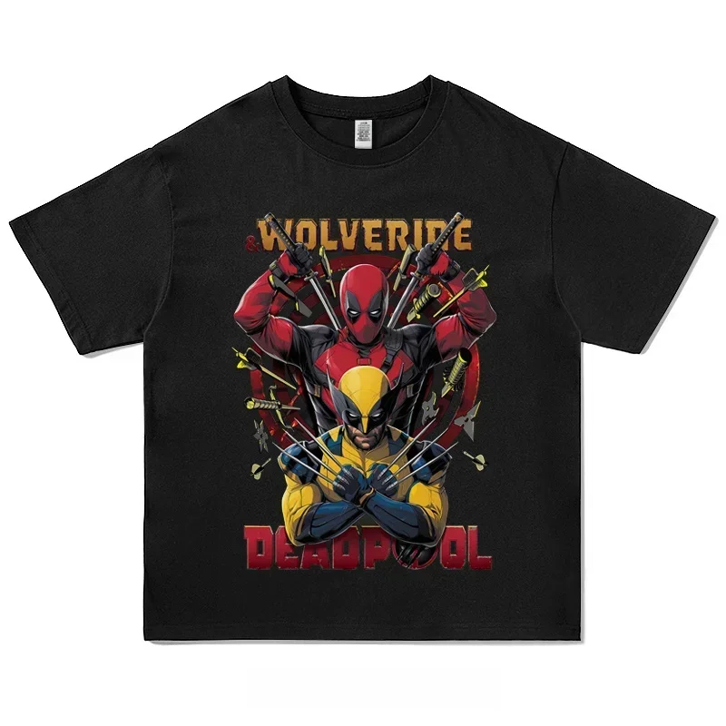 Summer Marvel Deadpool & Wolverine 3 Cotton Kids T-shirt Anime Movie Funny Short Sleeve Children Clothes Tee Boy Girl Tops