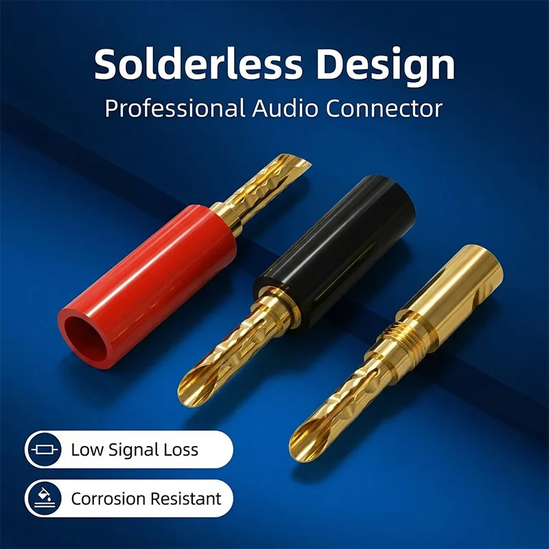 

8Pcs Pure Copper Plated Banana Plug 4MM Audio Speaker Amplifier Straight Plug Red And Black Welding-free Amplifier Speaker Plug