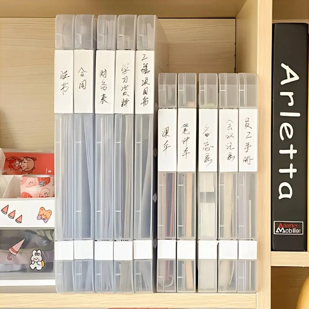 

Plastic A4 Transparent Storage Box Clear Visible Document Paper Flip Design Anti-skid Buckle Puzzle Storage Holder Office
