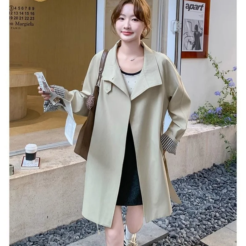Trench da donna con cintura doppio petto Slim Fit di media lunghezza stile coreano Cappotto primaverile casual Capispalla W1849