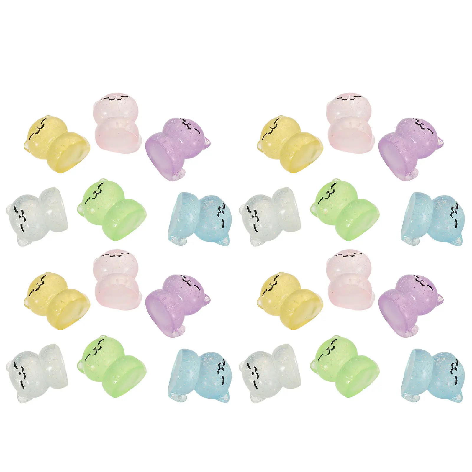 24Pcs Miniature Cat Sculptures Glitter Resin Landscape Decorations for Fairy Garden Desktop Bonsai Plant Pot Ornament