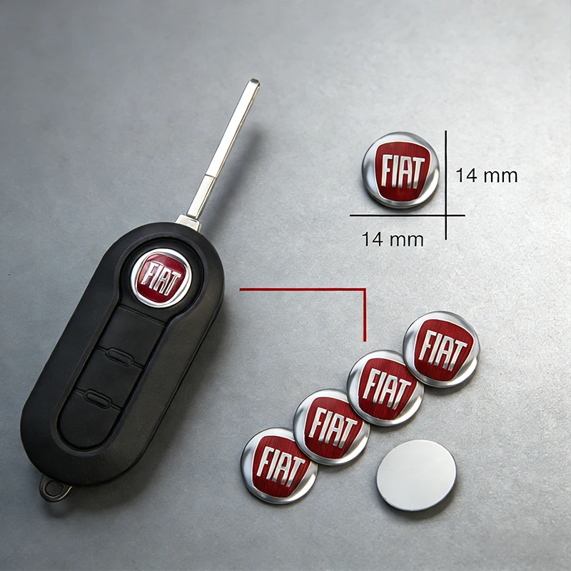 Pegatinas con emblema de llave remota de aluminio para coche, 2/5/10/20 piezas, para Abarth FIAT Punto 500 Tipo Stilo Palio Bravo Doblo Panda Ducato