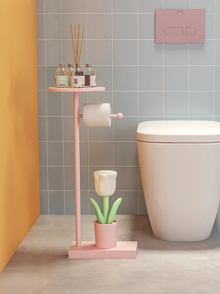 Toilet roll paper rack decoration, bathroom toilet edge home decoration, toilet hanging rack, tulip floor shelf