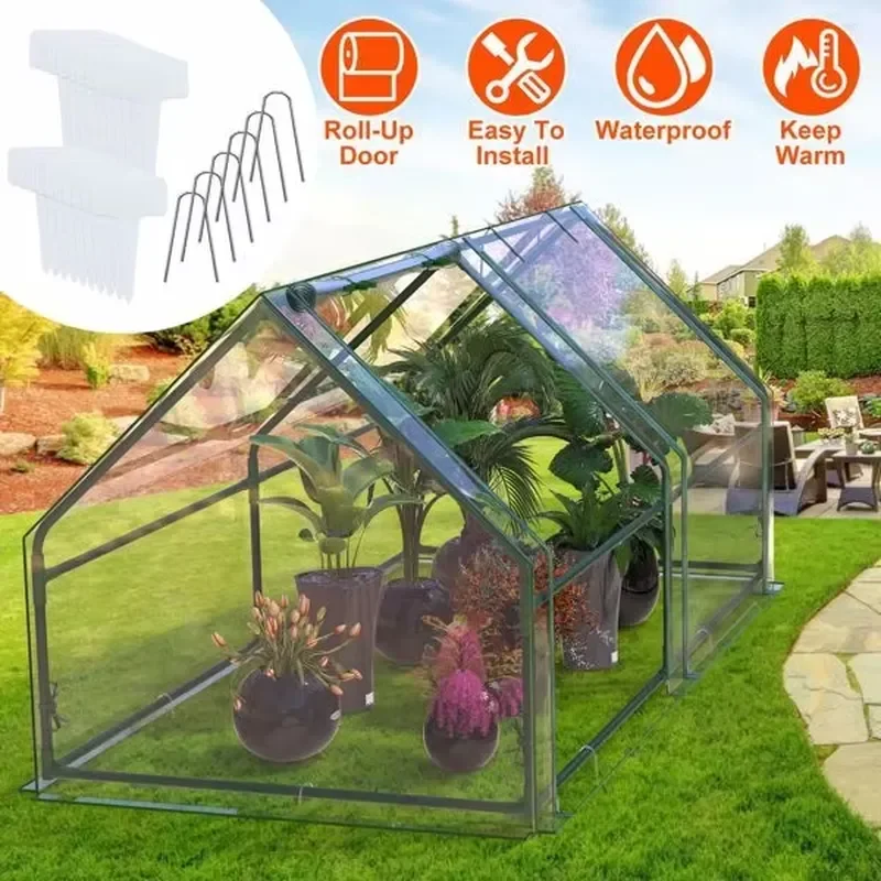 Portable Mini Greenhouse 70.86x33.46x37.4 UV-Resistant PVC Cover Hot House for Indoor Outdoor Garden Backyard Roll-Up Zipper